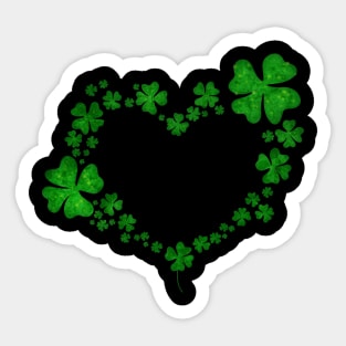 St. Patrick's Day Heart Shaped Clover Design Sticker